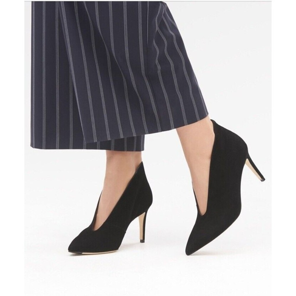 L K Bennett London Corrina Black Leather Suede Pump Size 9  High Heels 39.5 New